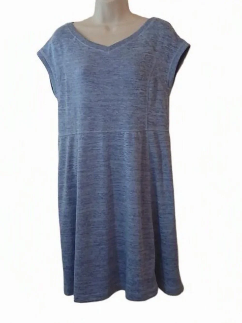 Light Blue Heathered Knit Dress – Petite Large